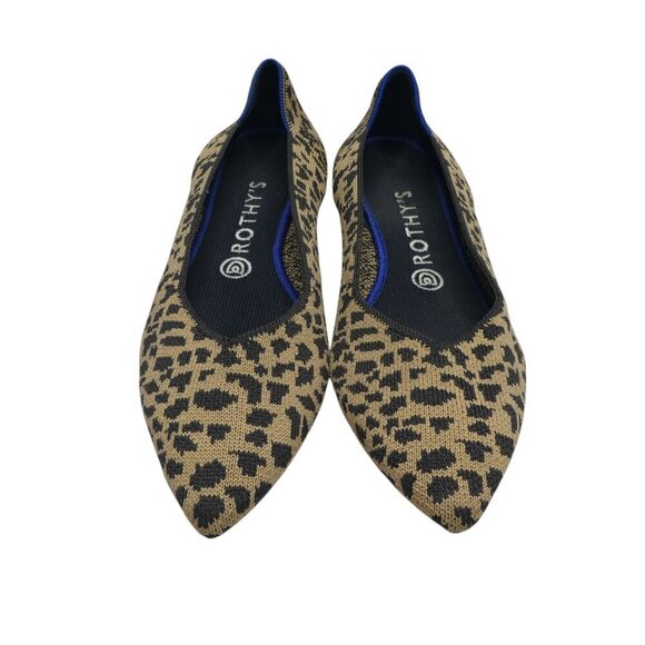 Rothys The Point II Leopard Print Pointed Toe Knit Ballet Flats Womens 10 - Picture 6 of 12